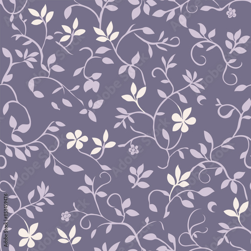 simple purple tonal floral vine pattern vector
