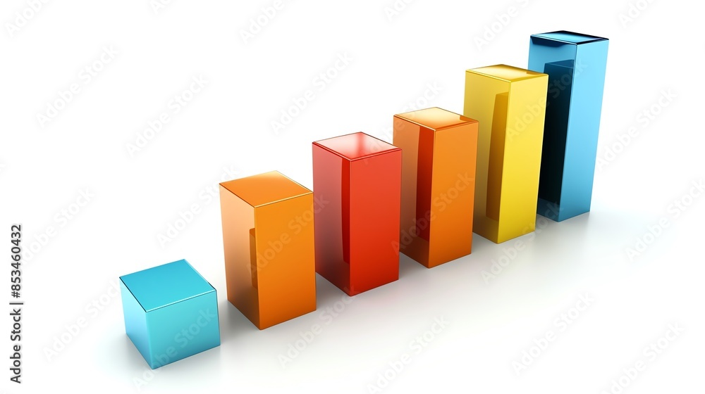 3D colorful bar chart representing data growth and analytics. Vibrant graph illustration used for business reports and presentations. 3D colorful bar chart representing data growth and analytics. Vibrant graph illustration used for business reports and presentations.