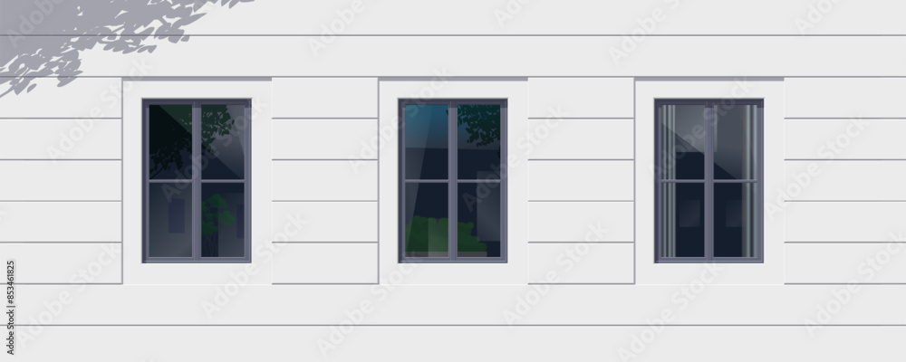 white modern house facade with three windows architectural background vector illustration white modern house facade with three windows architectural background vector illustration