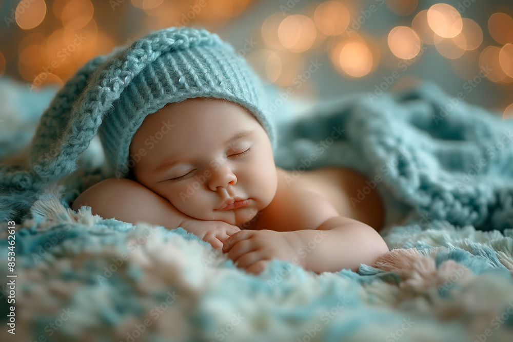 The picture shows a baby sleeping soundly and peacefully without interruption. Concept photography. The picture shows a baby sleeping soundly and peacefully without interruption. Concept photography.