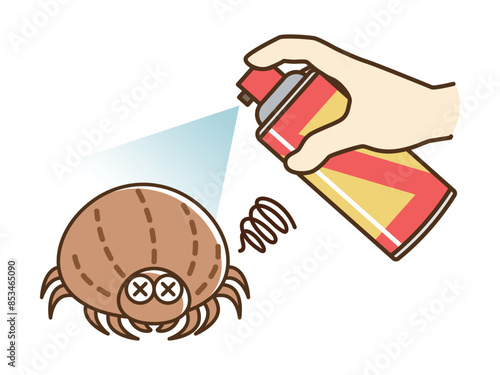 殺虫剤を噴射するイラスト_ダニ