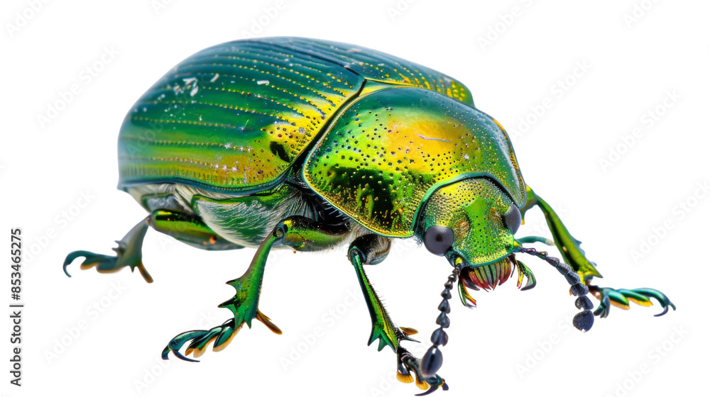 Naklejka premium Green bug, beetle on white background