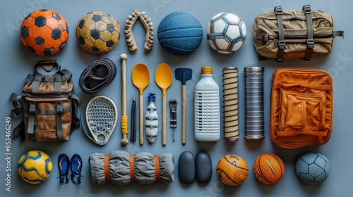 Camping and Sports Equipment Lay-flat Still Life