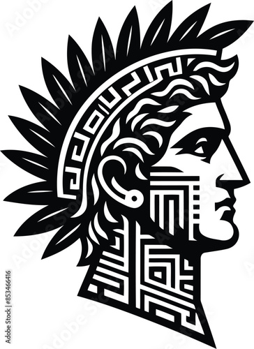  caesar silhouete with Polynesian ethnic pattern illustration