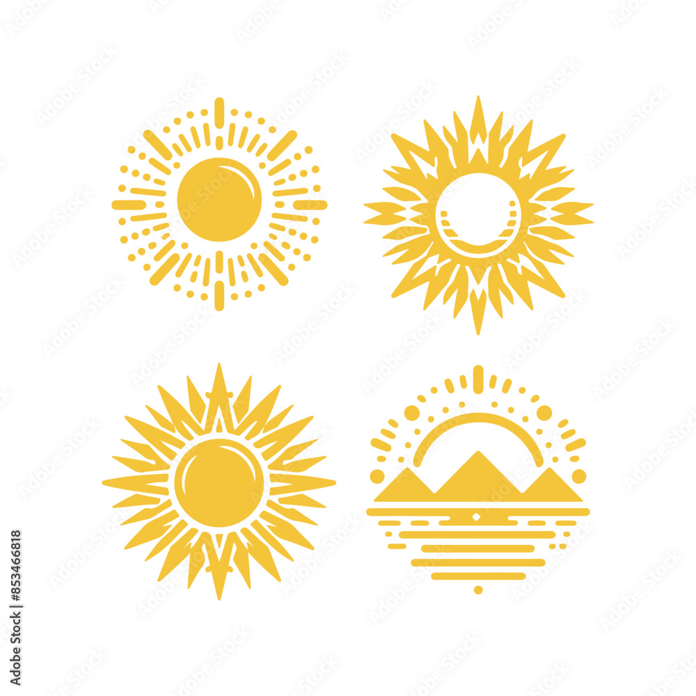 Fototapeta premium vector sun set silhouette in white background