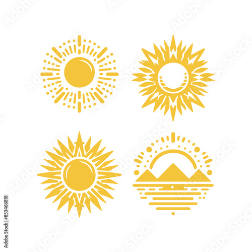 vector sun set silhouette in white background