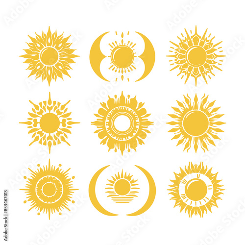 vector sun set silhouette in white background