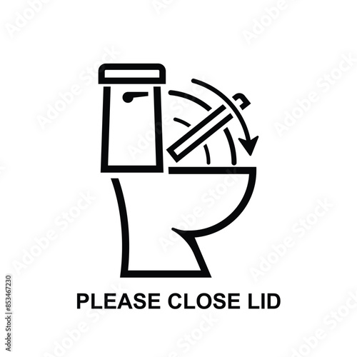 Please close lid before flushing sign isolated on background vector illustration