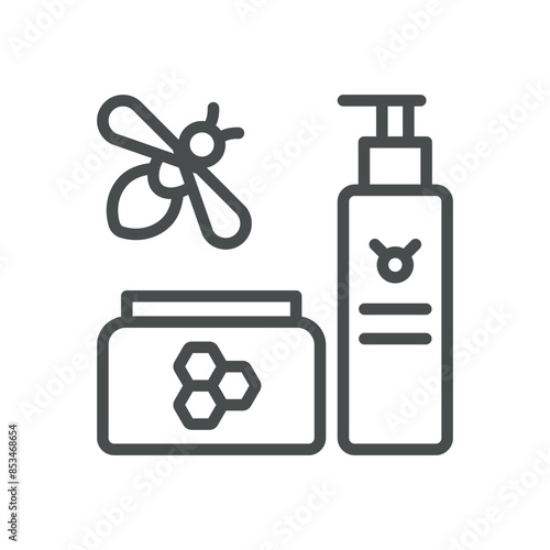 Bee Honey Cosmetics Icon. Thin Line Illustration of Honey and Bee Products Based Skincare Products, Representing Natural and Organic Beauty Care.