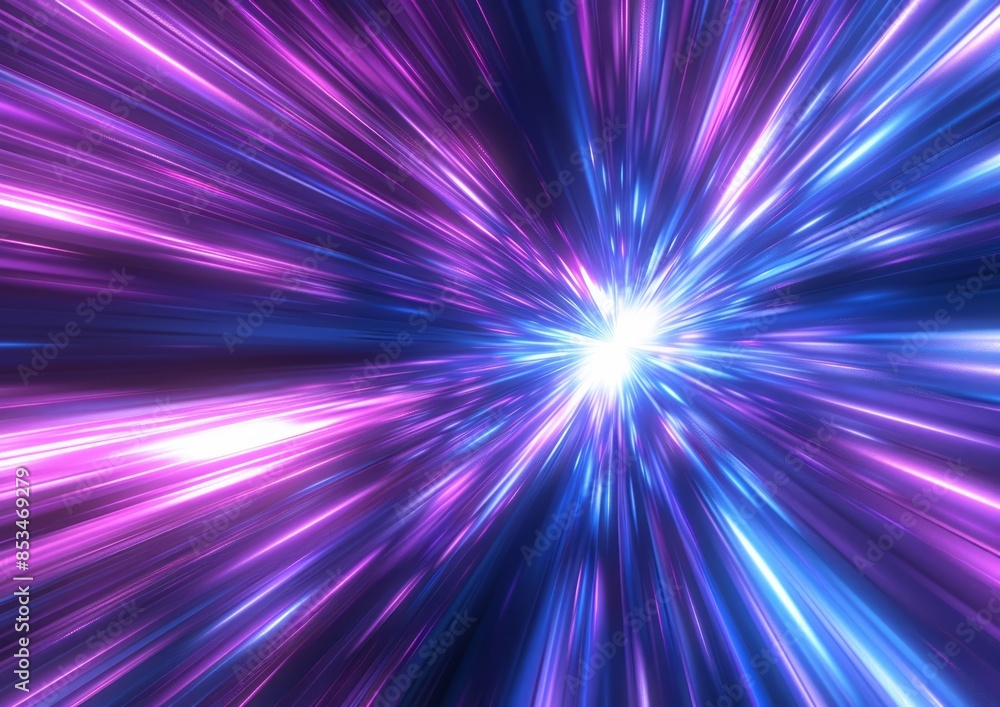 Abstract purple and blue rays of light moving fast in the background, creating an atmosphere of speed or time travel Abstract purple and blue rays of light moving fast in the background, creating an atmosphere of speed or time travel