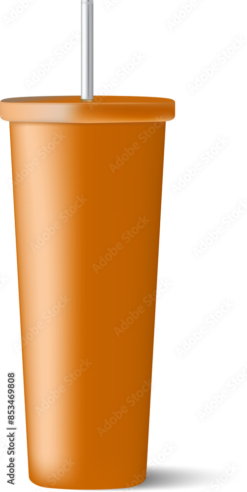 Metal cup with straw on white background Metal cup with straw on white background
