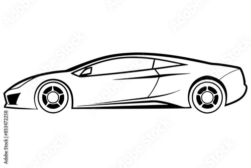 A sports car line art vector illustration.