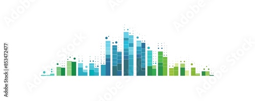 Colorful abstract bar graph on white background representing data analysis, statistics, and business growth visualization in modern design.