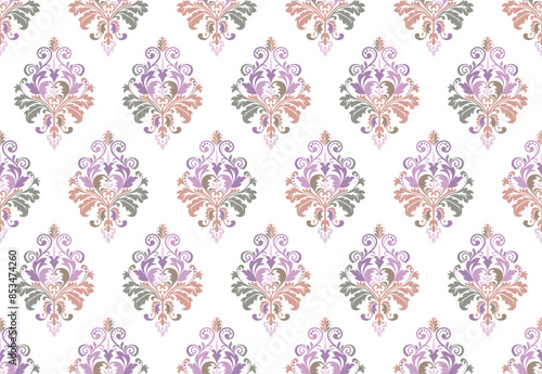 Wallpaper in the style of Baroque. Seamless vector background. Colored floral ornament. Graphic pattern for fabric, wallpaper, packaging. Ornate Damask flower ornament