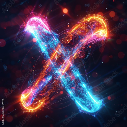 Abstract xcd symbol icon with neon effects and digital glow photo
