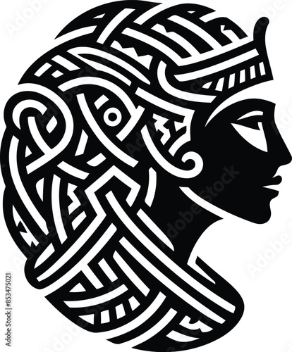 cleopatra in silhouete with celtic knot pattern illustration