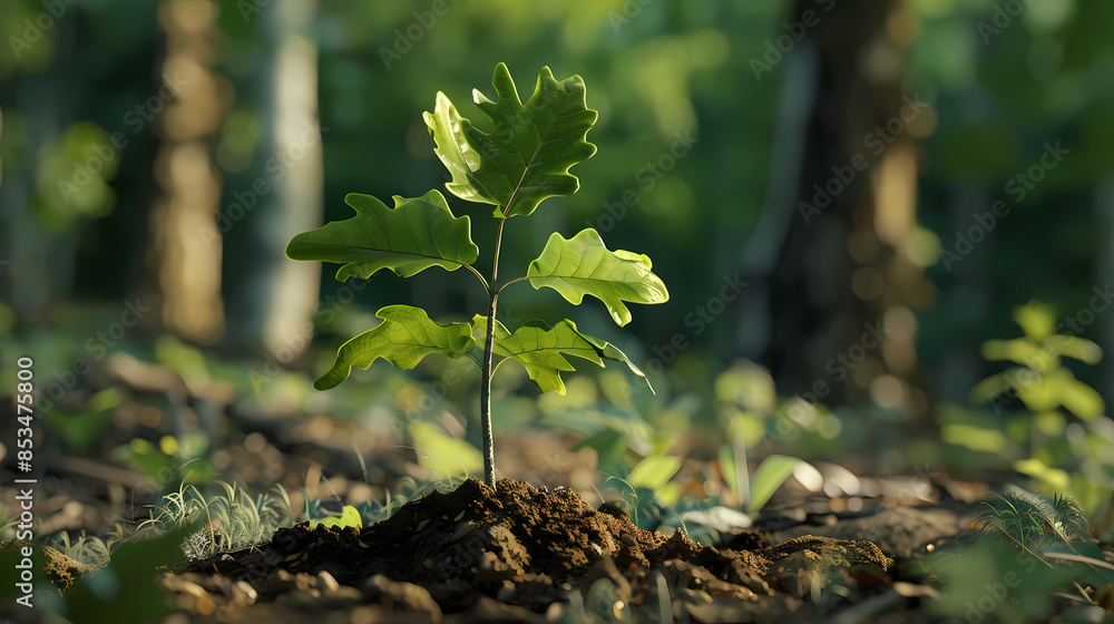 A tree sapling growing in the forest A tree sapling growing in the forest