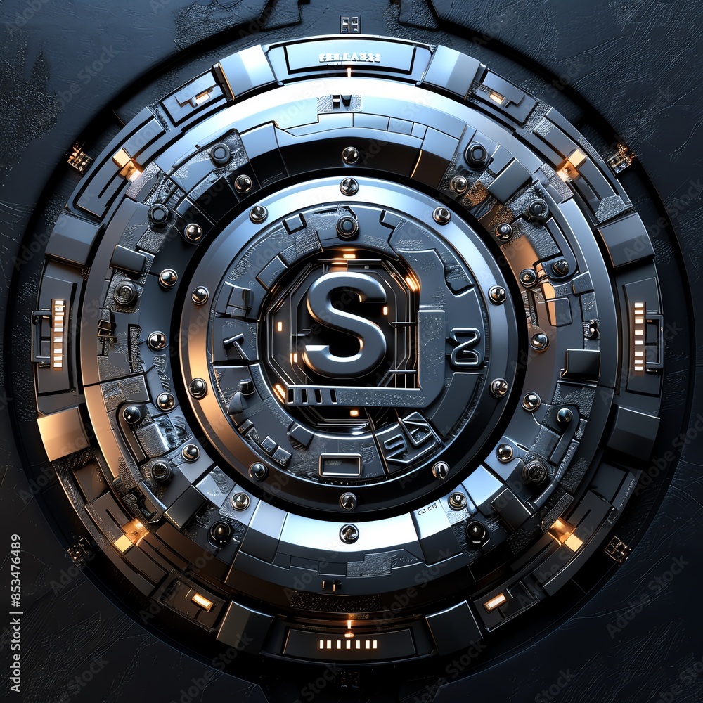 High-resolution szl symbol icon with futuristic elements and metallic textures High-resolution szl symbol icon with futuristic elements and metallic textures