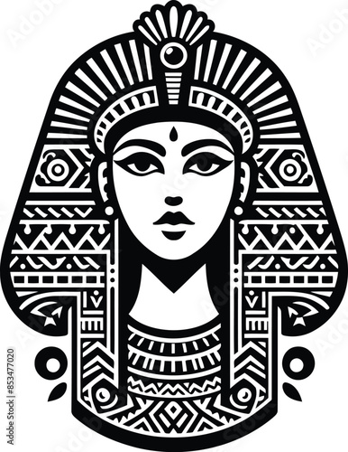  cleopatra silhouete with Polynesian ethnic pattern illustration