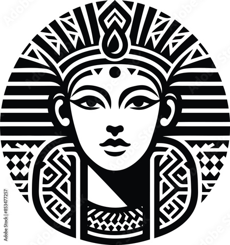  cleopatra silhouete with Polynesian ethnic pattern illustration