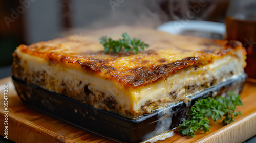 Culinary Heart of Cyprus: Moussaka Preparation in a Warm Taverna © Phrygian