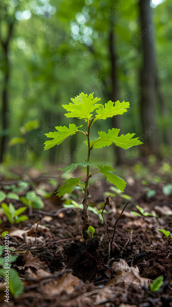 A tree sapling growing in the forest A tree sapling growing in the forest