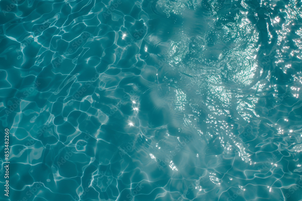 Fototapeta premium Up view photo of still transparent turquoise surface of the water of the swimming pool
