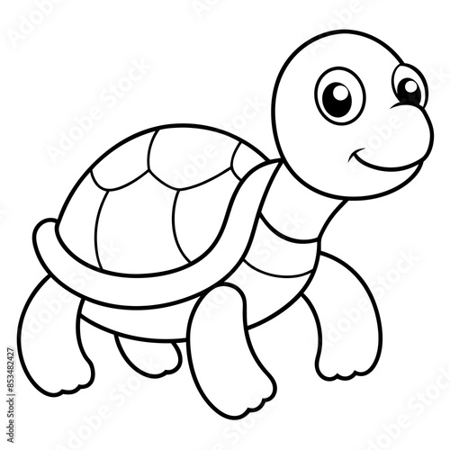 Turtle Line Art Vector Illustration.