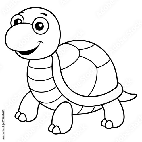 Turtle Line Art Vector Illustration.