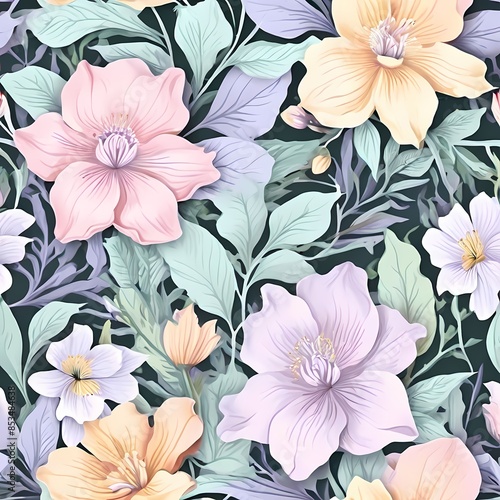 Wallpaper Mural Seamless Floral Pattern: Pink and White Magnolia Repeating Magnolia Flower Pattern
 Torontodigital.ca