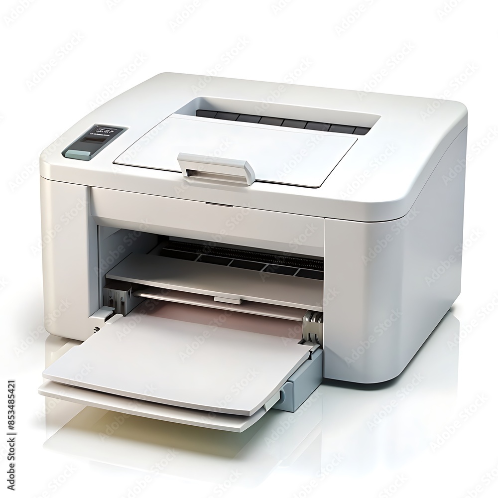 White Printer Isolated on White Background. White Printer Isolated on White Background.