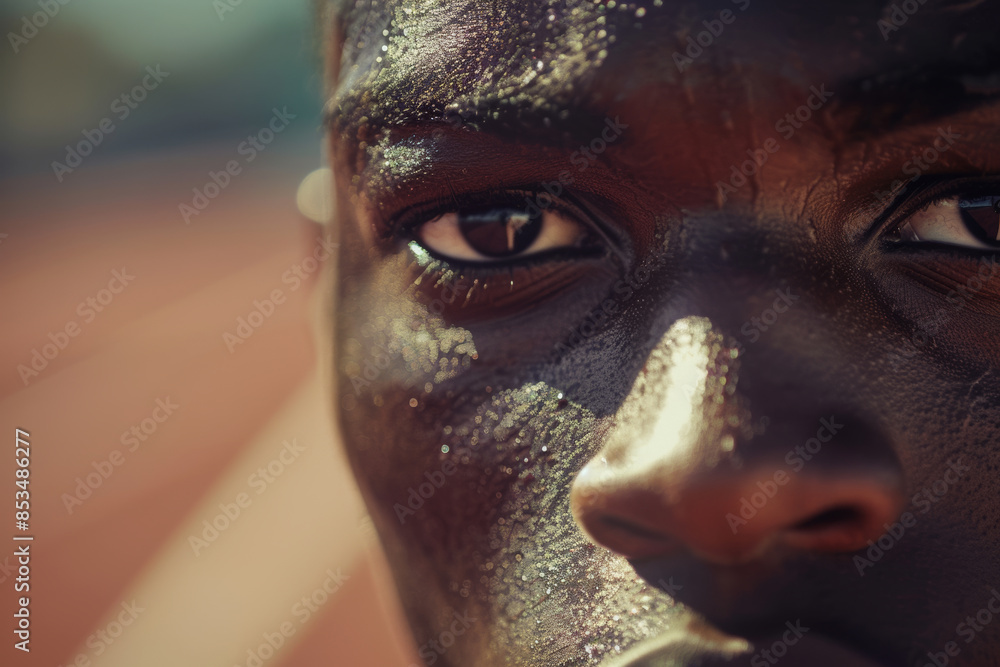 Close-up, track and field, high jumper's or athkete's face showing concentration and effort, intense focus, isolated background, professional color grading, soft shadows, no contrast... Close-up, track and field, high jumper's or athkete's face showing concentration and effort, intense focus, isolated background, professional color grading, soft shadows, no contrast...