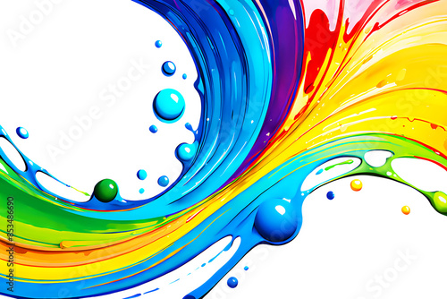 multicolor paint spilled onto the canvas, creating an interesting abstract drawing, a pattern of lines, halftones, causing different associations in your design. fluid art