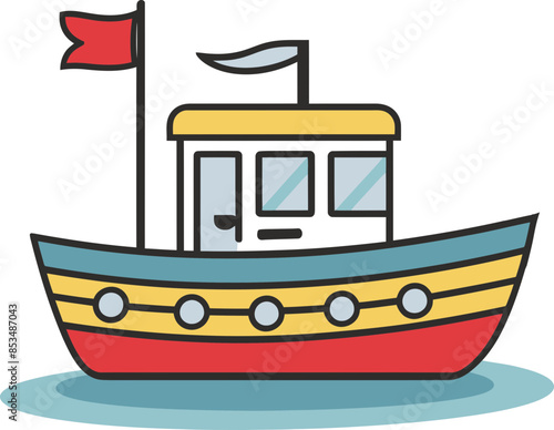 ship sailing on the ocean cartoon illustration