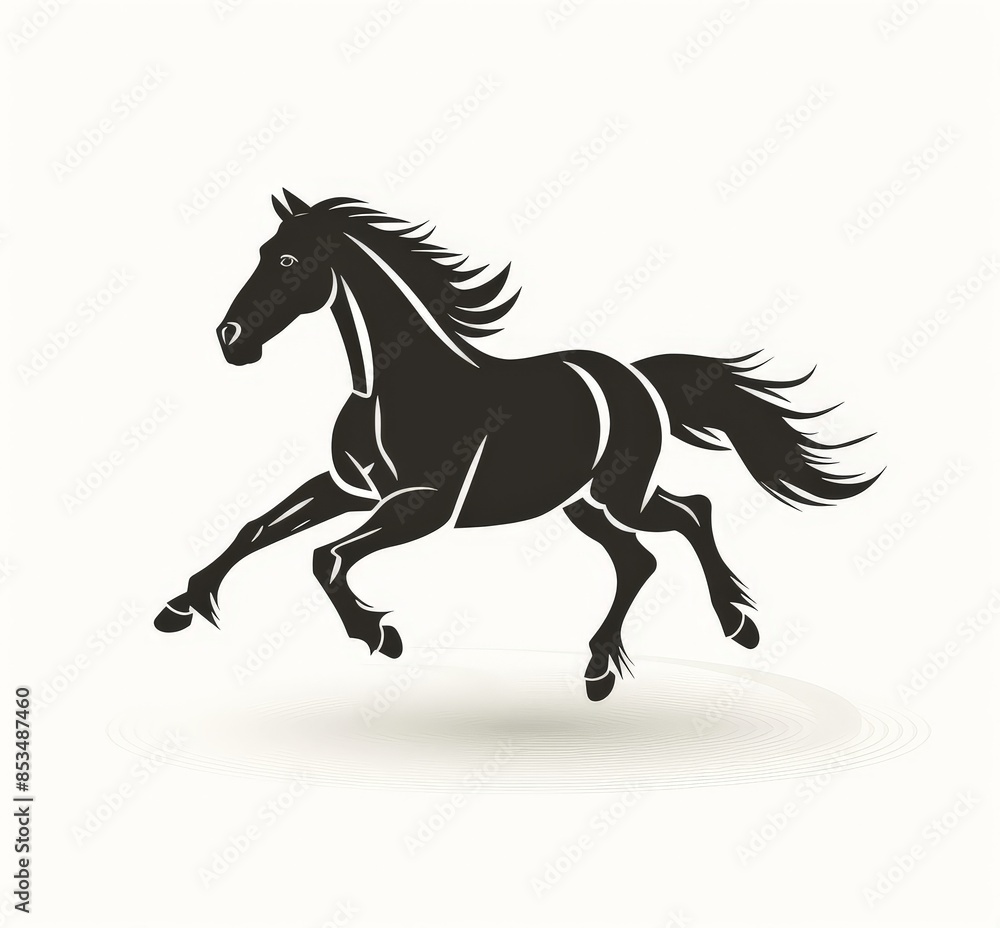 a black silhouette of a sprinting horse on white background a black silhouette of a sprinting horse on white background