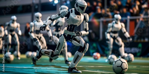 Wallpaper Mural Showcasing an Intelligent Football Robot Match at the European Football Championship, Demonstrating Advanced Gait Generation and Control Mechanisms, Highlighting the Integration of Technology in Sport Torontodigital.ca