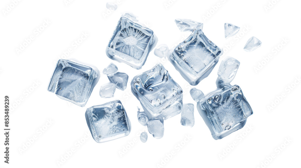 Ice cubes on white background