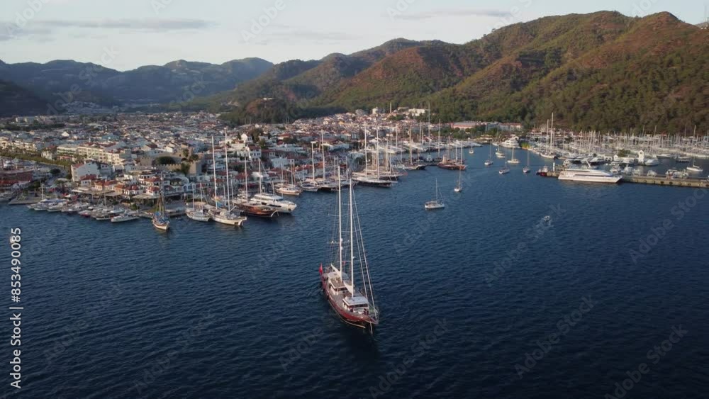 Aerial view of yachts in Marmaris Marina, Turkey Aerial view of yachts in Marmaris Marina, Turkey