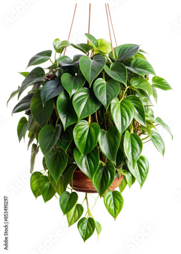 beautiful brasil philodendron hanging plant isolated on transparent background photo