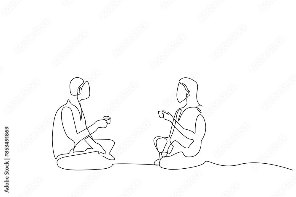 couple in love holiday nature activity together drink camping lifestyle one line art design vector couple in love holiday nature activity together drink camping lifestyle one line art design vector