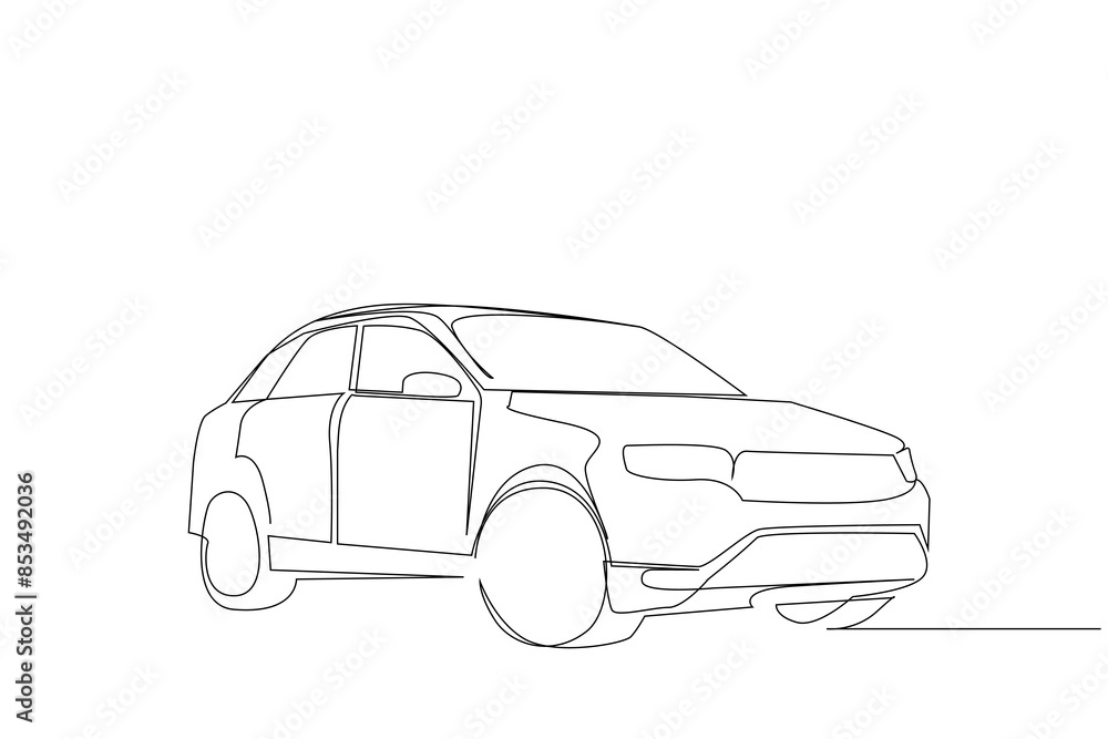 Fototapeta premium modern suv vehicle car one line art design vector