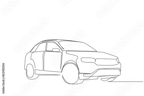 modern suv vehicle car one line art design vector