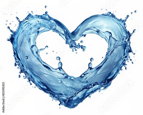 A water heart  isolated on white background