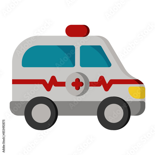 Ambulance icon in Flat color fill style