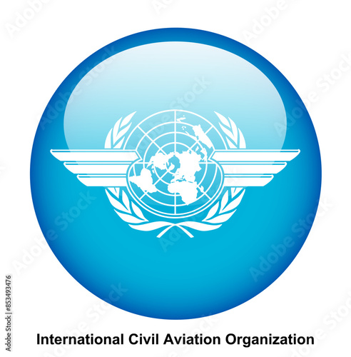 International Civil Aviation Organization flag button on white background
