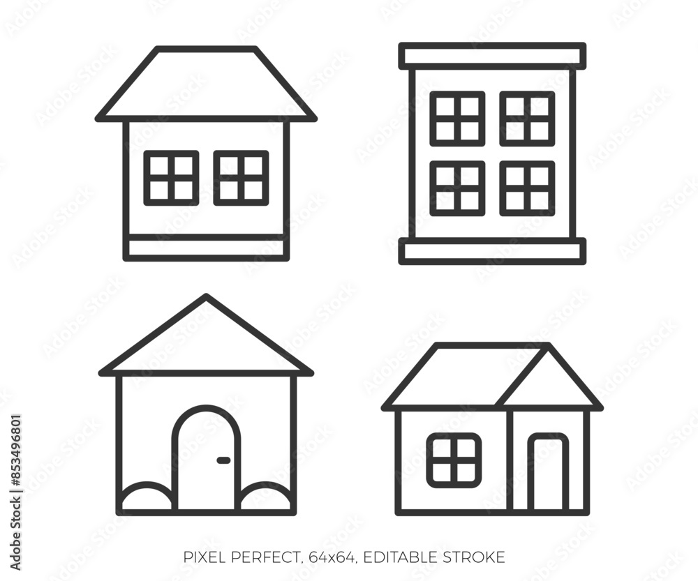 House line icons, pixel perfect, editable stroke, vector eps10 illustration House line icons, pixel perfect, editable stroke, vector eps10 illustration