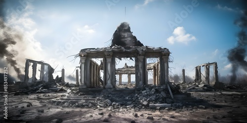 The Destruction of the Jewish Temple on Tish B'Av A Day of Mourning. Concept Jewish History, Religious Observance, Tish B'Av, Mourning Tradition photo