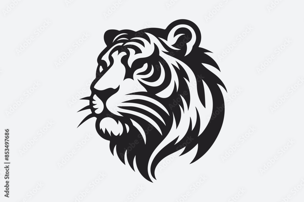 Fototapeta premium Tiger Face Logo Icon Vector Illustration Silhouette