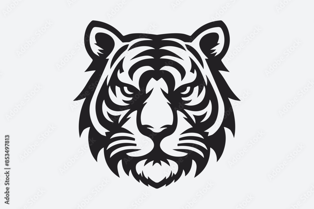 Fototapeta premium Tiger Face Logo Icon Vector Illustration Silhouette