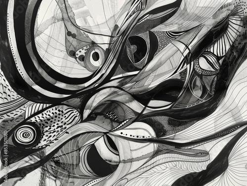 Intricate Abstract Ink DrawingDetailed Patterns and Design Elements photo